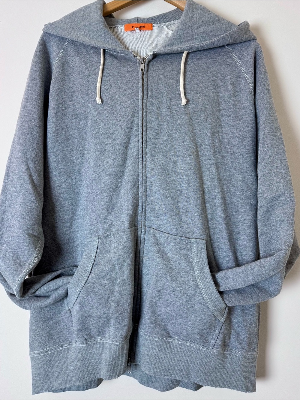 Frame Denim Light Gray Zip-Up Hoodie Size XL NWOT